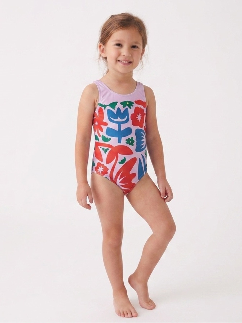 UE Kids Floral One-Piece Swimsuit - Pink, Red, Blue & Green